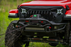 Rough Country 13,000lb winch on Jeep steel bumper in use for off-road recovery