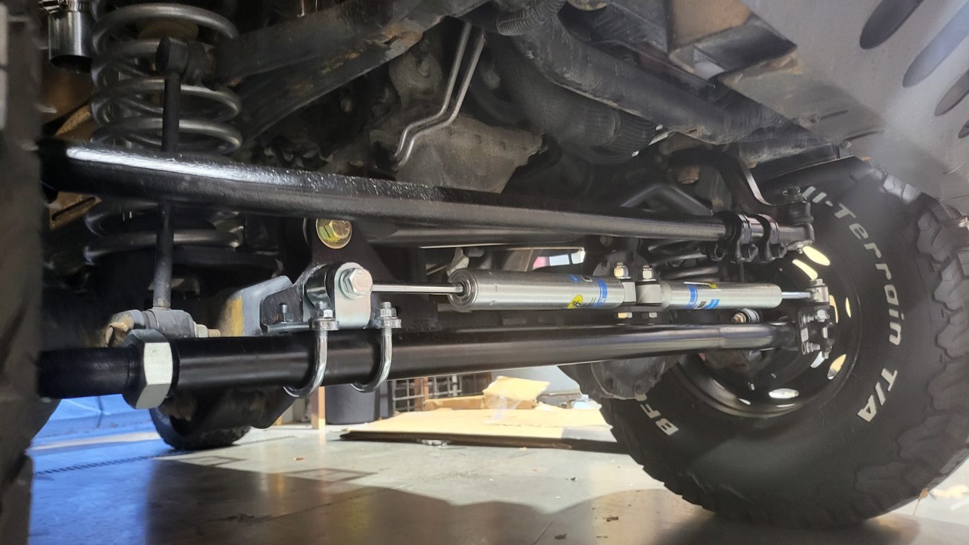 Undercarriage showing new steering components and track bar